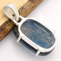 Pendentif en Cyanite mousse bleu sarcelles facettée Bijoux en Cyanite Bleue CWA49.1