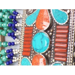 Grand Collier traditionnel tibétain avec perles Colliers tibétains et népalais COL24