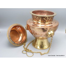 Gros encensoir tibétain de temple 30 cm Objets rituels bouddhistes ref 86