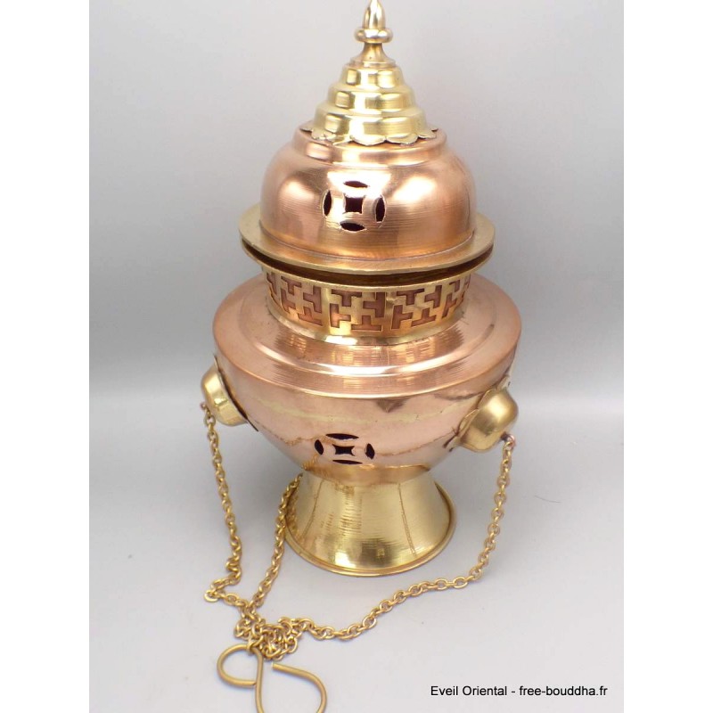 Gros encensoir tibétain de temple 30 cm Objets rituels bouddhistes ref 86