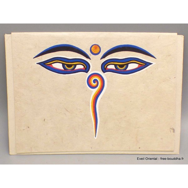 Carte postale bouddhiste Yeux du Bouddha + enveloppe Cartes postales bouddhistes CPV5