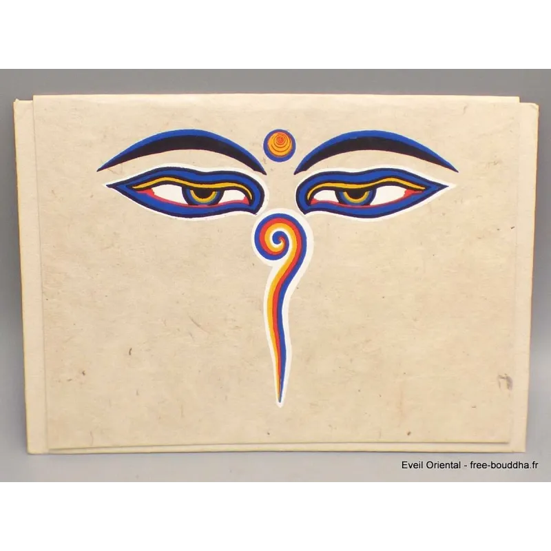 Carte postale bouddhiste Yeux du Bouddha + enveloppe - Cartes postales bouddhistes