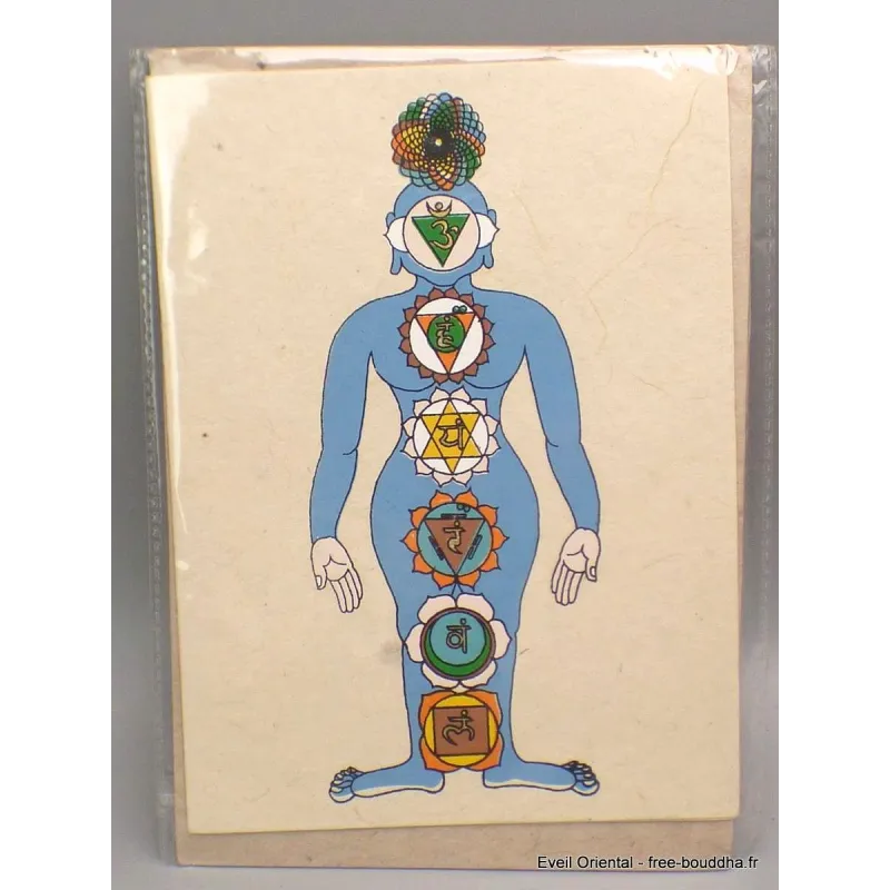 Carte postale bouddhiste 7 chakras + enveloppe - Cartes postales bouddhistes