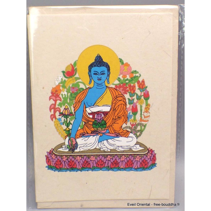 Carte postale bouddhiste Bouddha de Médecine + enveloppe Cartes postales bouddhistes CPV8