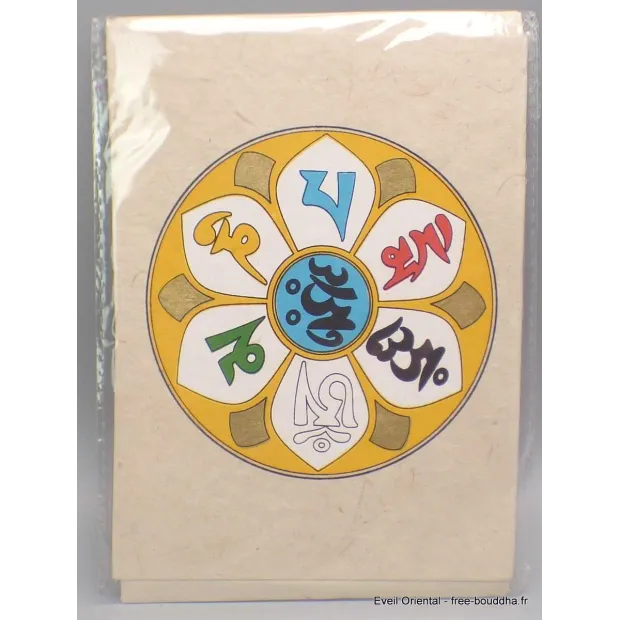 Carte postale bouddhiste Mantra de Chenrezi + enveloppe - Cartes postales bouddhistes
