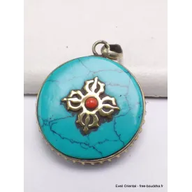 Pendentif tibétain réversible symbole Om - Pendentifs tibétains bouddhistes