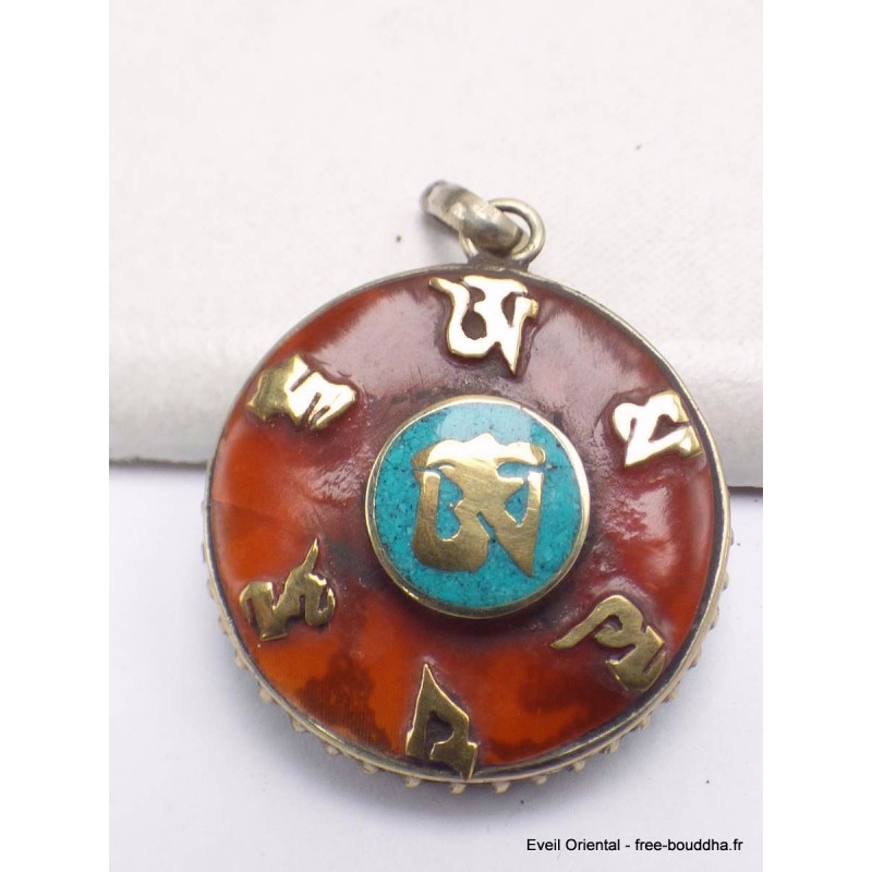 Pendentif tibétain réversible symbole Om Pendentifs tibétains bouddhistes BHP49.1