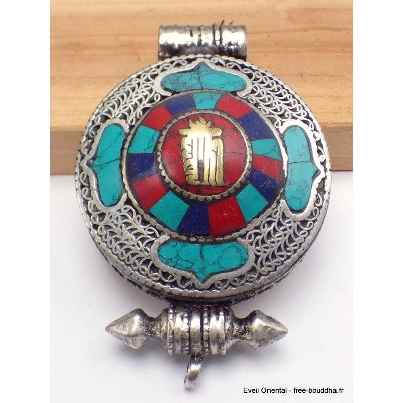 Pendentif bouddhiste ghau symbole Kalachakra Pendentifs Ghau PGA33