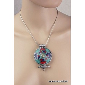 Pendentif bouddhiste ghau symbole Kalachakra Pendentifs Ghau PGA36