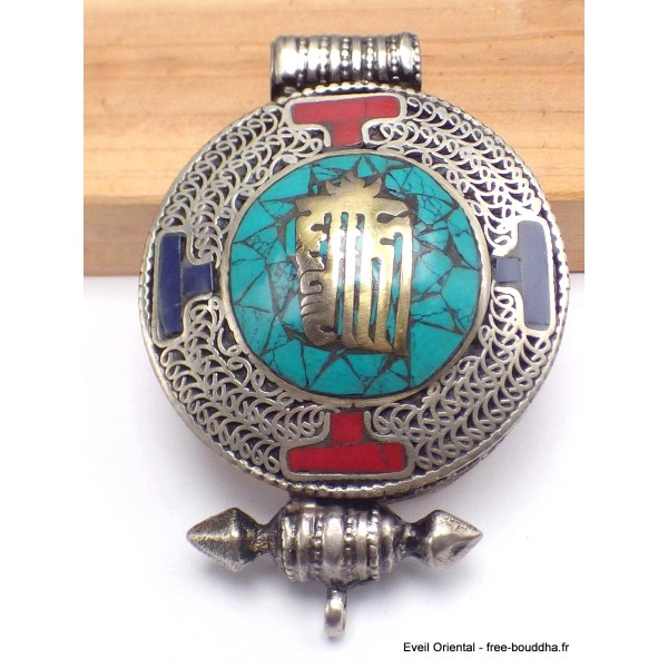 Pendentif bouddhiste ghau symbole Kalachakra Pendentifs Ghau PGA36