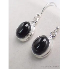 Boucles d'oreilles en Black Star Diopside ovales - Bijoux en Black Star Diopside