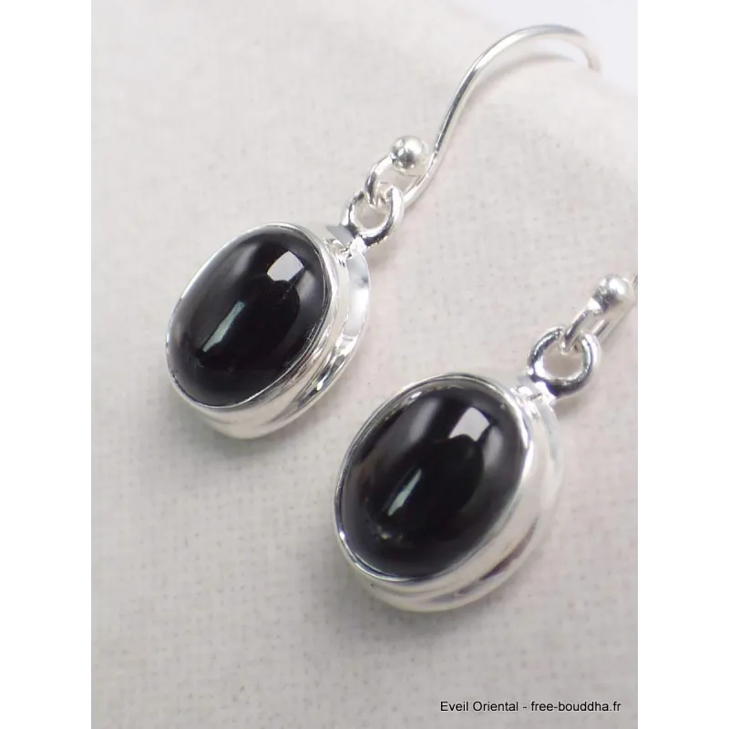 Boucles d'oreilles en Black Star Diopside ovales - Bijoux en Black Star Diopside
