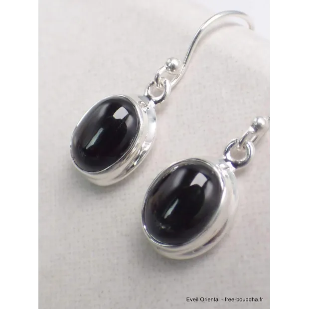 Boucles d'oreilles en Black Star Diopside ovales - Bijoux en Black Star Diopside