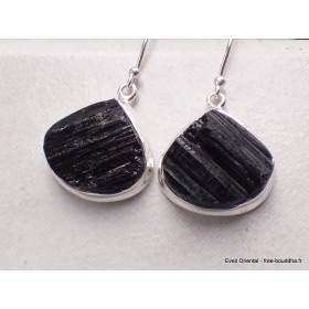 Boucles d'oreilles Tourmaline noire brute triangulaires Bijoux en Tourmaline Noire PAC27.7