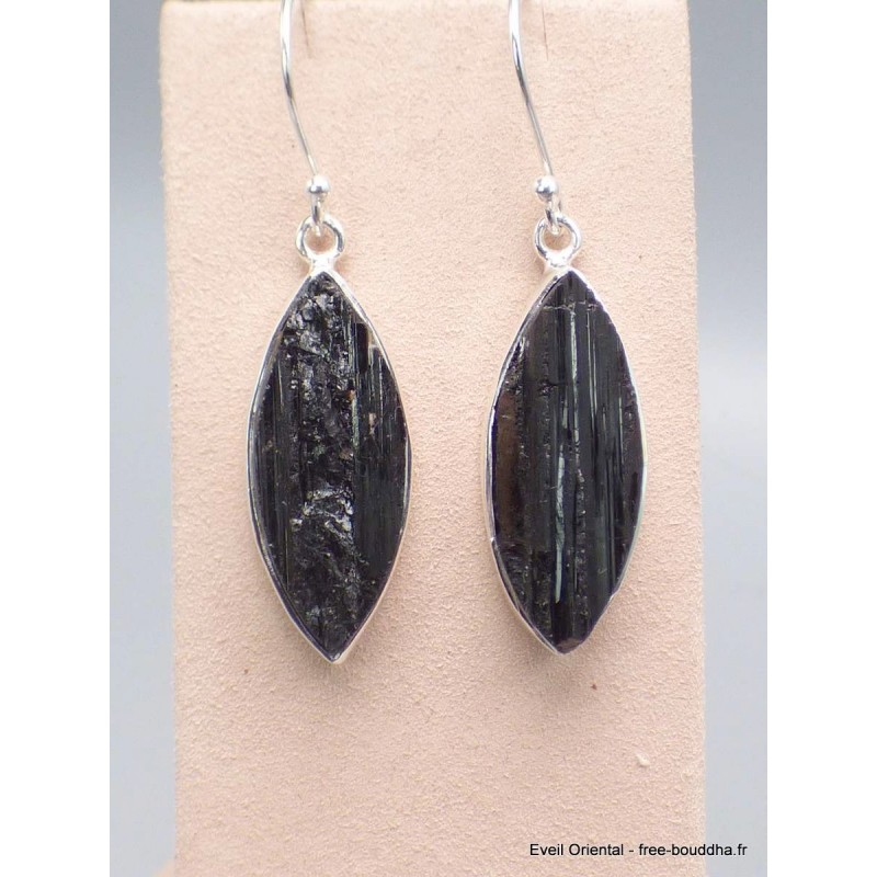 Boucles d'oreilles Tourmaline noire forme marquise Bijoux en Tourmaline Noire PAC27.8