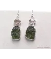 Boucles d'oreilles Moldavite et Diamant d'Herkimer - Bijoux en Moldavite