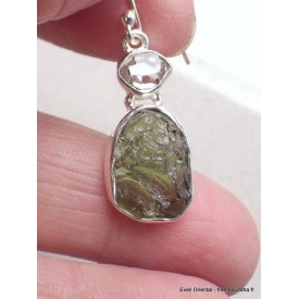 Boucles d'oreilles Moldavite et Diamant d'Herkimer Bijoux en Diamant d'Herkimer PAC99