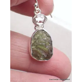 Boucles d'oreilles Moldavite et Diamant d'Herkimer - Bijoux en Moldavite