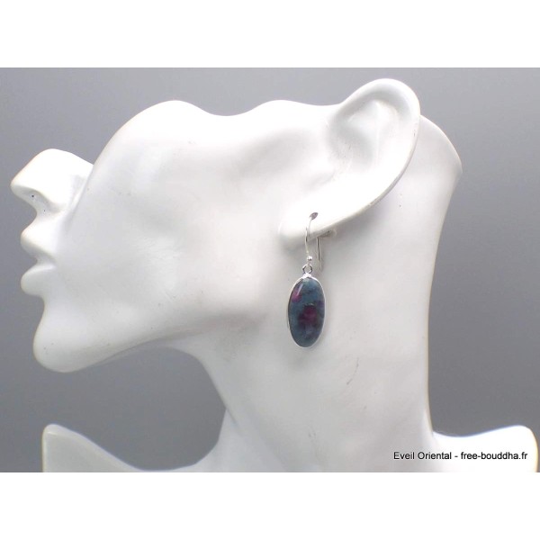 Boucles d'oreilles ovales en Rubis sur Cyanite Bijoux en Rubis sur Cyanite CWA53