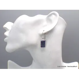 Boucles d'oreilles en Rubis sur Cyanite rectangulaires - Bijoux en Rubis sur Cyanite