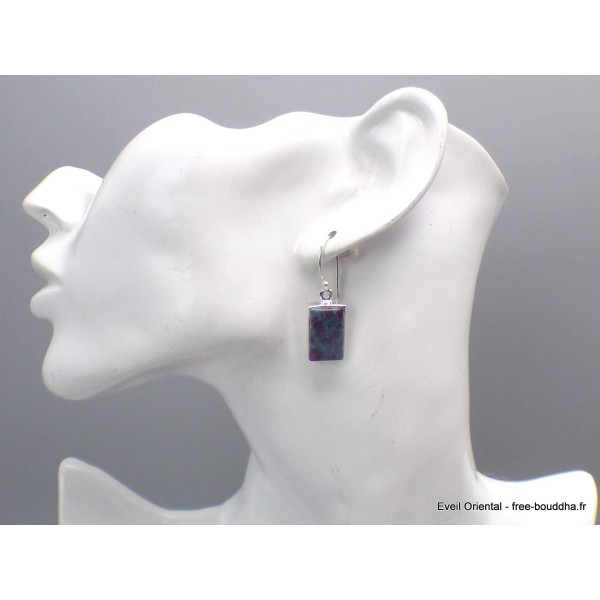 Boucles d'oreilles en Rubis sur Cyanite rectangulaires Bijoux en Rubis sur Cyanite CWA53.2