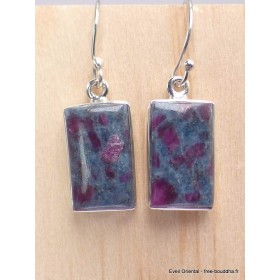 Boucles d'oreilles en Rubis sur Cyanite rectangulaires Bijoux en Rubis sur Cyanite CWA53.2