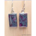 Boucles d'oreilles en Rubis sur Cyanite rectangulaires - Bijoux en Rubis sur Cyanite