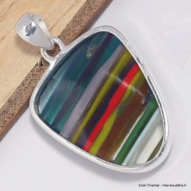 Pendentif Surfite Snowboard vert rouge Bijoux en Fordite Agate de Détroit CWA56.1