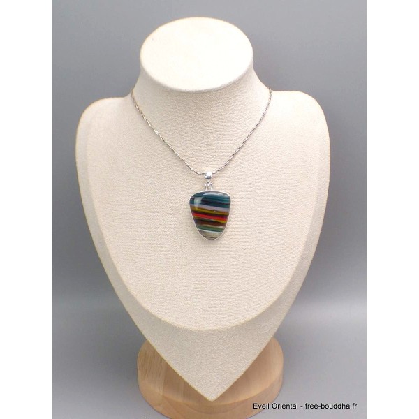 Pendentif Surfite Snowboard vert rouge Bijoux en Fordite Agate de Détroit CWA56.1