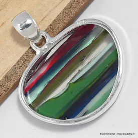 Pendentif Surfite Snowboard semi-rond - Bijoux en Fordite Agate de Détroit