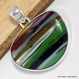 Pendentif Surfite Snowboard semi-rond - Bijoux en Fordite Agate de Détroit