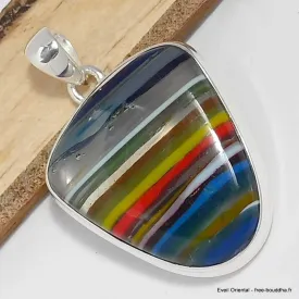 Bijou Pendentif Surfite Snowboard semi-oval - Bijoux en Fordite Agate de Détroit