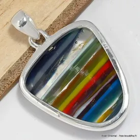 Bijou Pendentif Surfite Snowboard semi-oval - Bijoux en Fordite Agate de Détroit