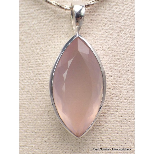 Pendentif Quartz rose facetté marquise qualité AAA Bijoux en Quartz Rose CWA59
