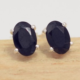 Clous d'oreilles ovals en Onyx noir facetté Bijoux en Onyx noir cwa37.1