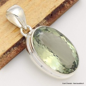 Pendentif pierre Améthyste verte oval serti clos Bijoux en Améthyste verte CWA61.5