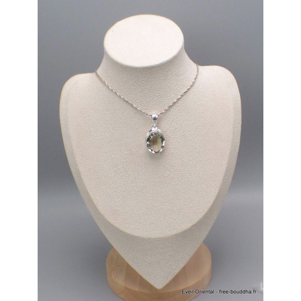 Pendentif pierre Améthyste verte ovale facettée Bijoux en Améthyste verte CWA61.4