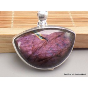 Pendentif Labradorite violette semi-rond Grade AAA Bijoux en Labradorite CWA62.3
