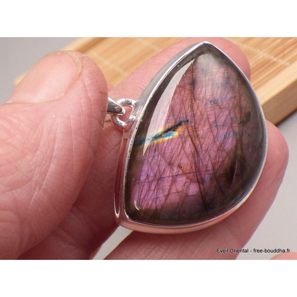 Pendentif Labradorite violette semi-rond Grade AAA Bijoux en Labradorite CWA62.3