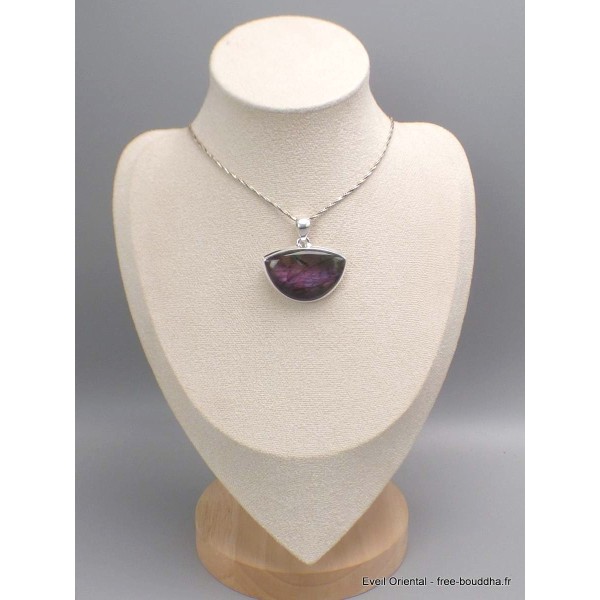 Pendentif Labradorite violette semi-rond Grade AAA Bijoux en Labradorite CWA62.3