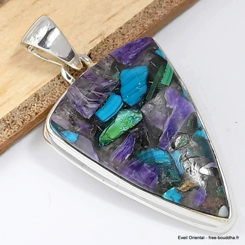 Pendentif en Charoite sur Chrysocolle (composite) Bijoux en Charoite CWA63