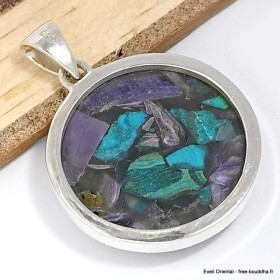 Pendentif rond en Charoite sur Chrysocolle (composite) Bijoux en Charoite CWA63.3