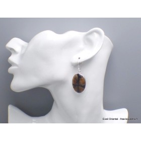 Boucles d'oreilles Chiastolite Andalousite ovales Bijoux en Chiastolite PAC25.2