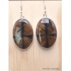 Boucles d'oreilles Chiastolite Andalousite ovales Bijoux en Chiastolite PAC25.2