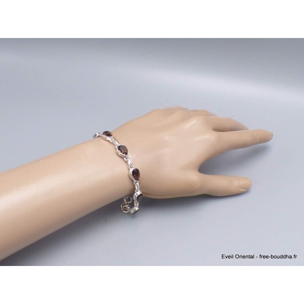 Bracelet argent Quartz fumé pierres gouttes Bijoux en Quartz Fumé CWA68.1