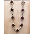 Bracelet argent Quartz fumé pierres Losange - Bijoux en Quartz Fumé
