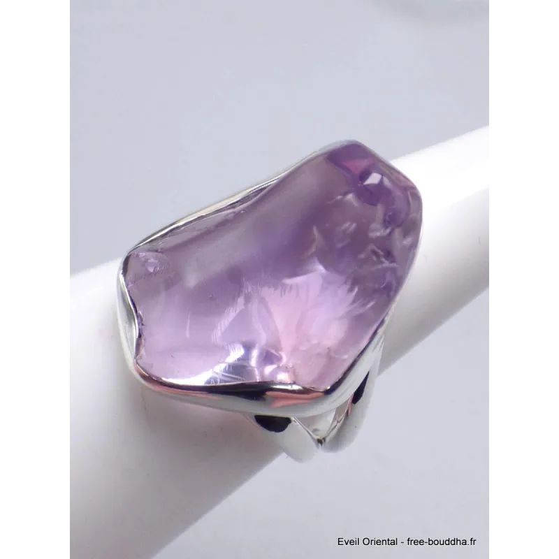 Bague argent en Quartz Lavande taille 53 - Bijoux en Quartz Lavande
