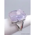 Grosse Bague argent en Quartz Lavande brut taille 59 - Bijoux en Quartz Lavande