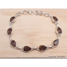 Bracelet argent Quartz fumé pierres gouttes Bijoux en Quartz Fumé CWA68.1