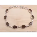 Bracelet argent Quartz fumé pierres gouttes - Bijoux en Quartz Fumé